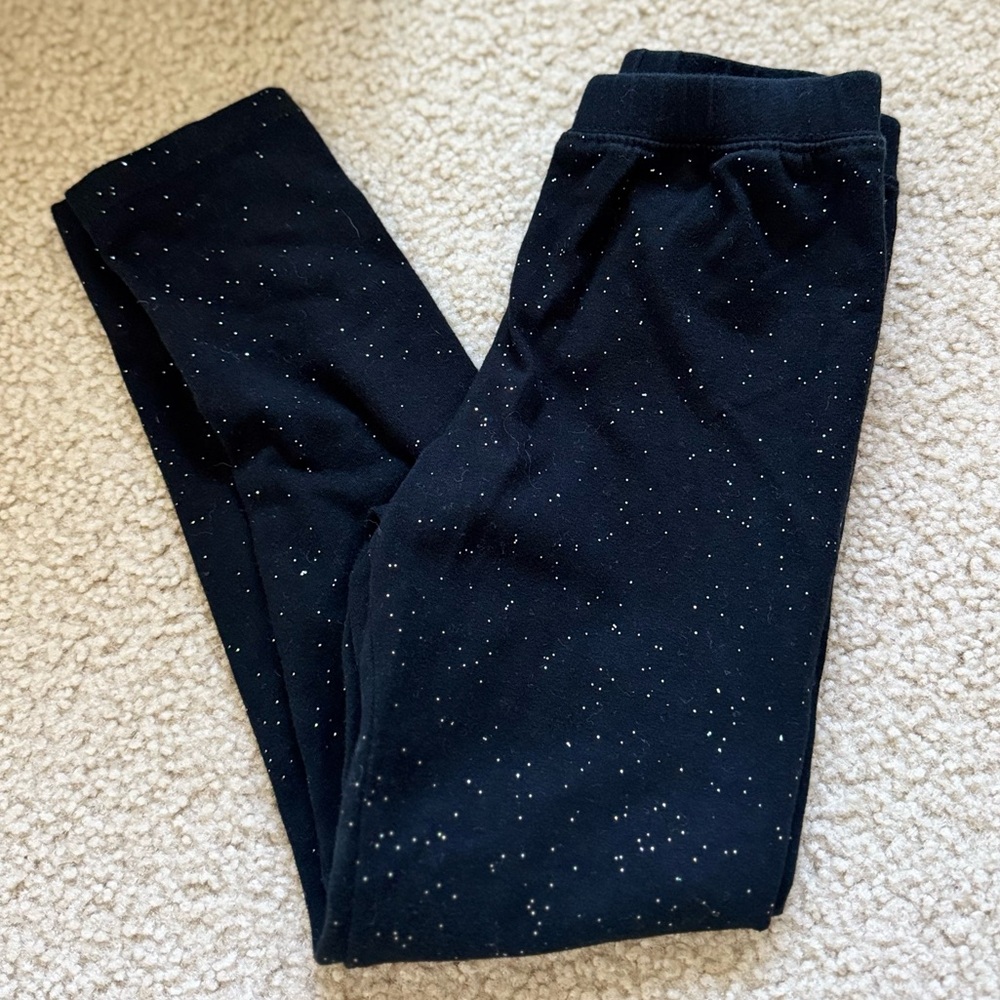 ✨🖤 Cat & Jack Girls’ Black Glitter Leggings – Size 5T ✨🖤